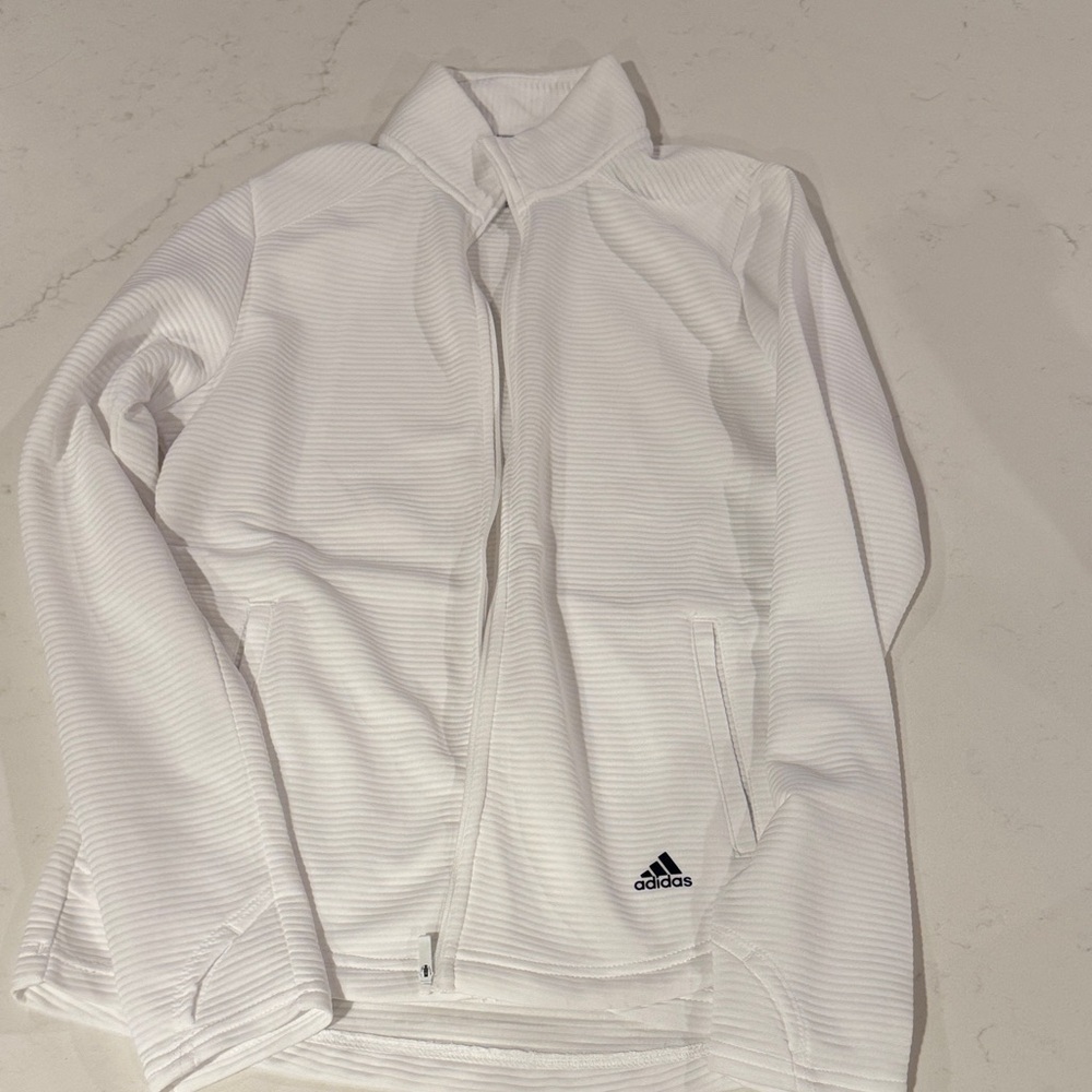 NWOT Adidas White Ribbed Golf Jacket